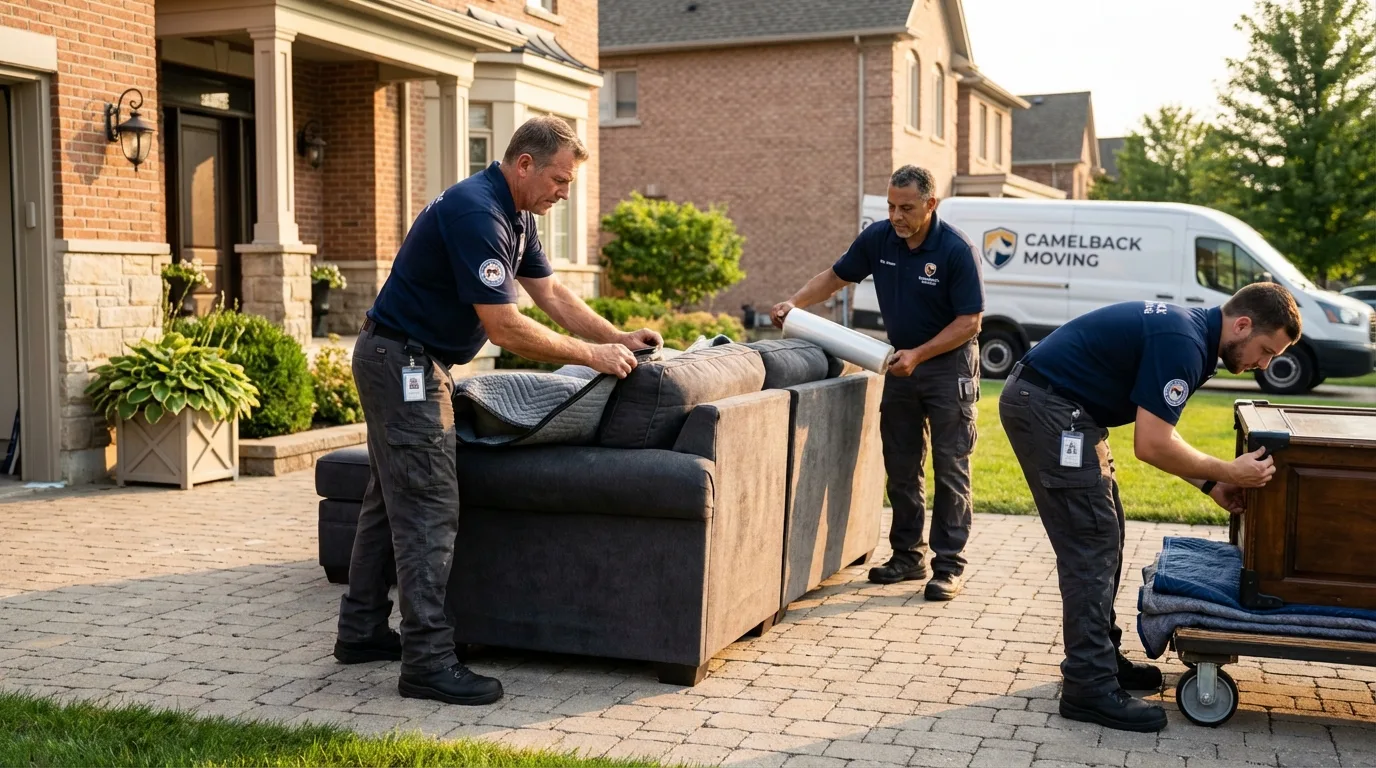 Large estate moving crew wrapping furniture in Mountain View, AR