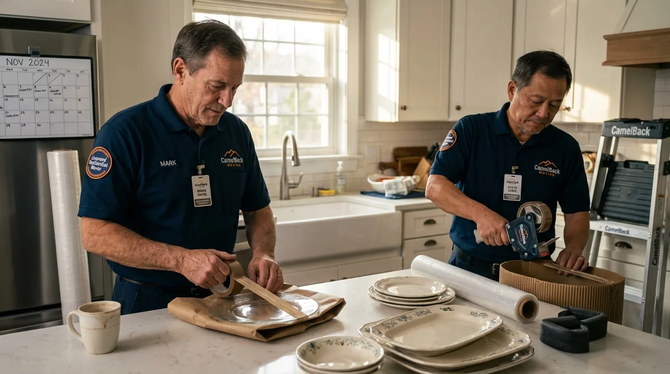 Professional crew packing kitchen dishware in Mountain View, AR